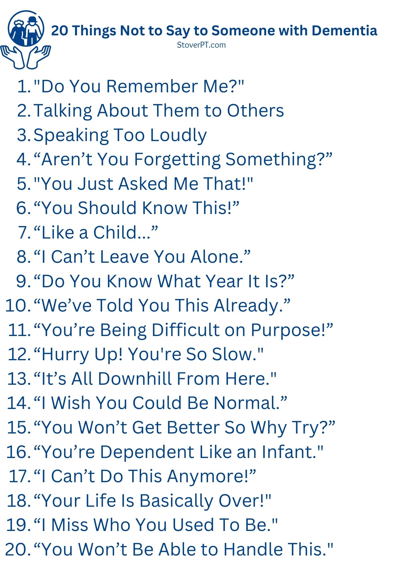 20 Things Not to Say to Someone with Dementia
